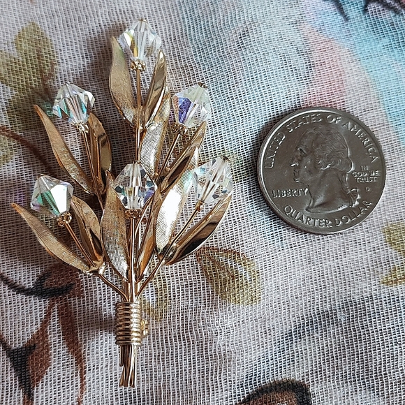 Unverified Juliana Gold Tone Crystal Clear AB Brooch Bicone Beaded Pin Stop EUC - Picture 4 of 11